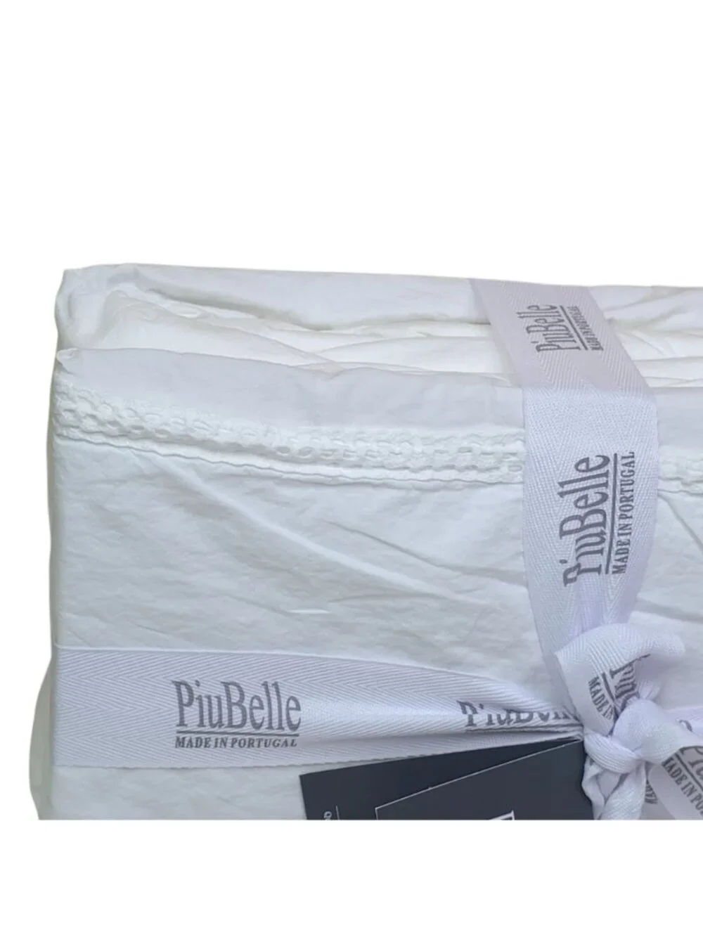 PiuBelle Queen 4-Piece 100% Cotton Sheet Set With Lace Detail Made In Portugal